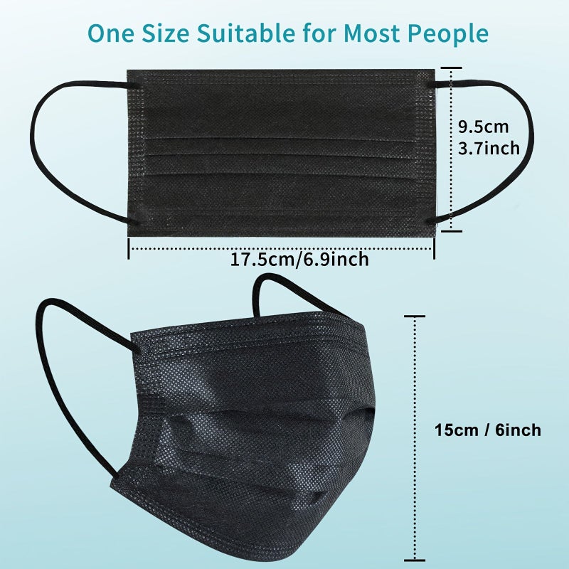 Black Disposable Breathable Face Masks 8 Pack Individually Portable for Multi Scene Use - Image 3