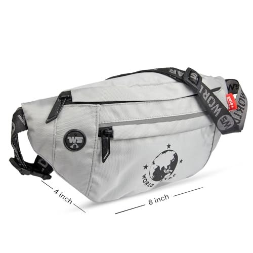 WORLD STAR Waist Bag for Men & Women | Fanny Pack for Men | Trendy Mobile Waist Pouch Pocket Bag for Girls and Boys | Waterproof Hip and Side Bags for Outdoor Hiking Travel (Light Grey) - Image 4