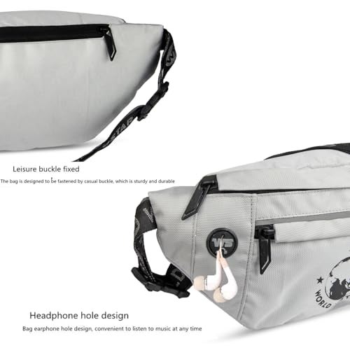 WORLD STAR Waist Bag for Men & Women | Fanny Pack for Men | Trendy Mobile Waist Pouch Pocket Bag for Girls and Boys | Waterproof Hip and Side Bags for Outdoor Hiking Travel (Light Grey) - Image 5