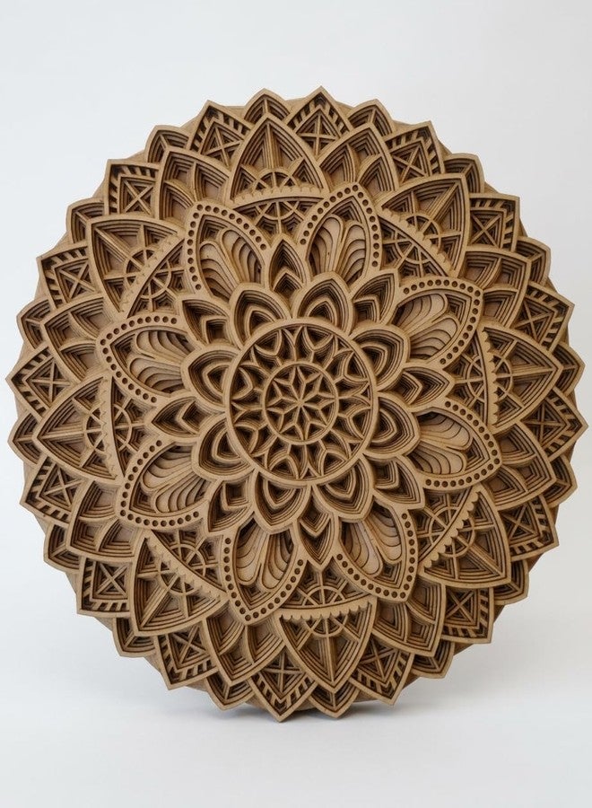 Gloridec 3D Laser Cut Decorative Mandala Art Wall Decor made of Engineered Wood | Decorative Multi Layered Round Mandala Wall Hanging decor, Living Room Wall Hanging (GLDC Round Mandala) (18" x 18" Inch) - Image 1