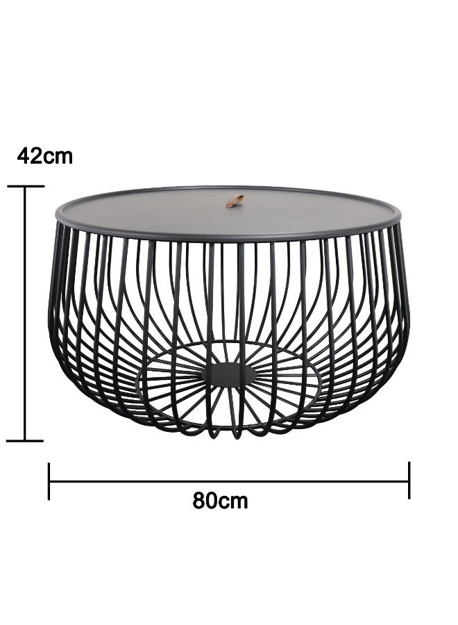 ebb & flow Moden & Elegant Iron Coffee Table For Living Room - Color: Black - Dimensions: 80x80x42 CM - Image 5