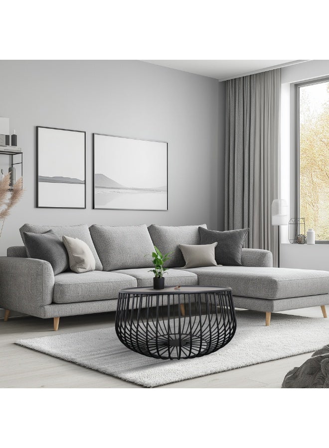 ebb & flow Moden & Elegant Iron Coffee Table For Living Room - Color: Black - Dimensions: 80x80x42 CM - Image 1