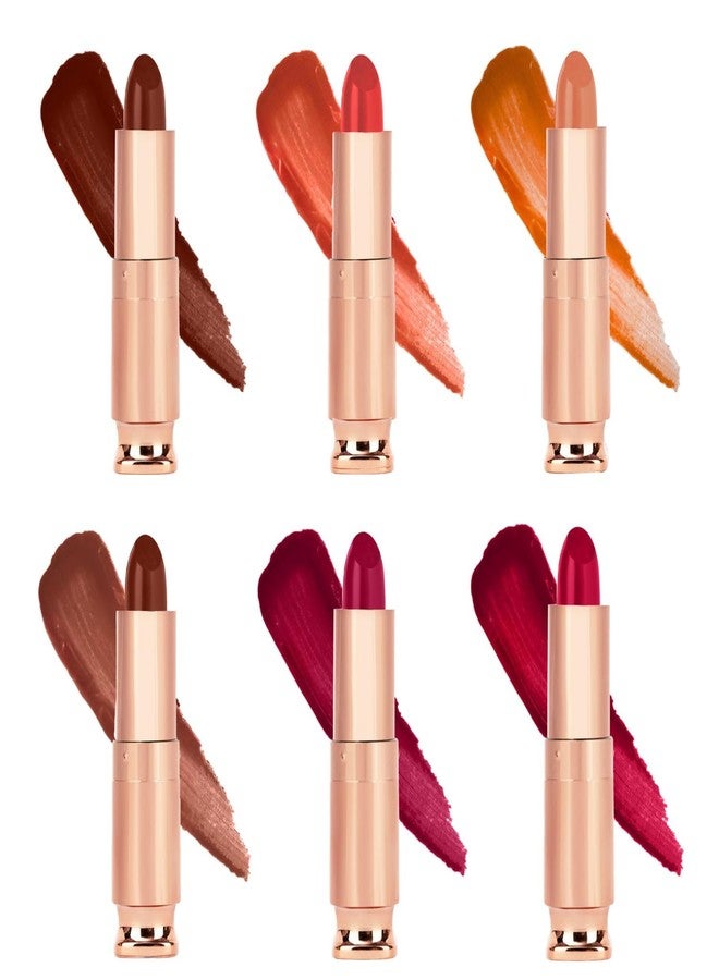 Krayons Classy Long Stay Matte Lipstick for Women|Intense Colour|Hydrating & Moisturizing|Highly Pigmented|Smooth & Light Weight|6 x 3.5gm|(Combo Pack of 6)|BEST OF NUDE - Image 1