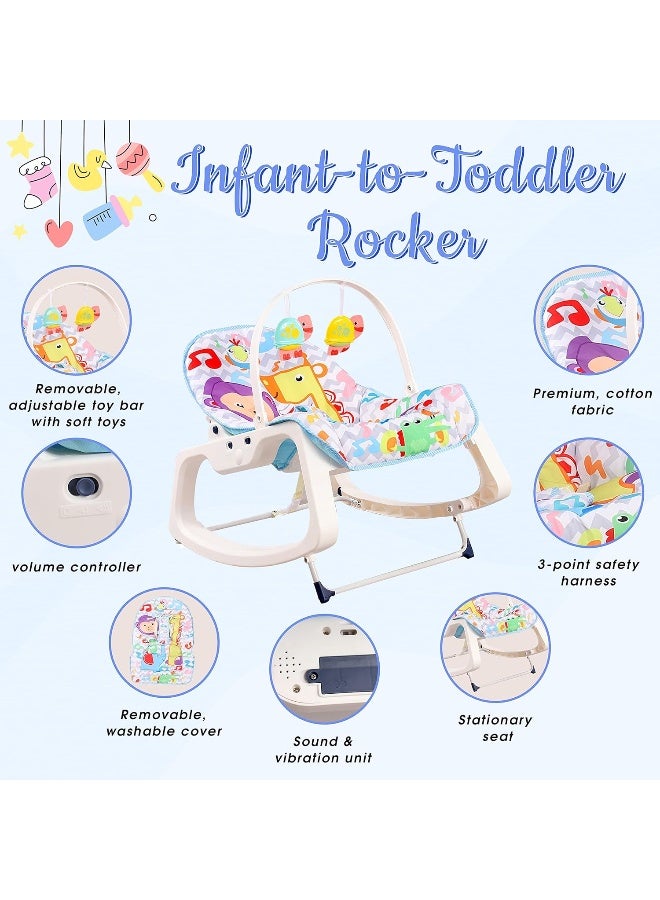 2 in 1 Baby Rocker Electric Musical Bouncer Chair with Soothing Vibrations and Toddler Rocker Seat Infant-to-Toddler Rocker (Jungle)  - Image 3