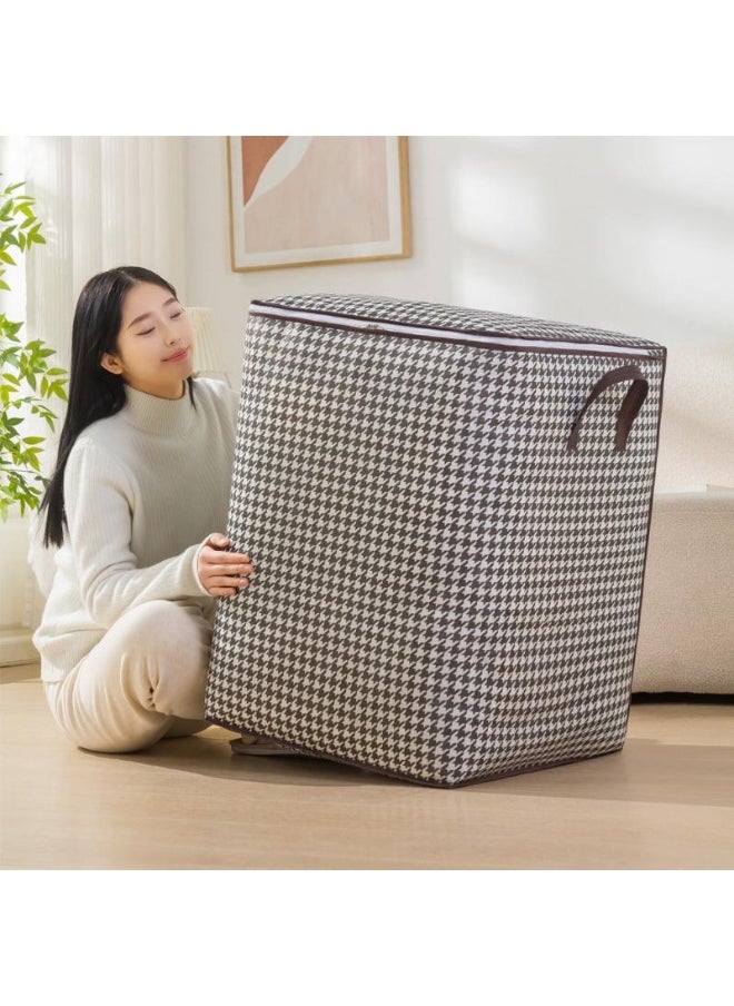 Storage Bag,Houndstooth Storage Bag,Large Capacity Storage Bag,Waterproof Clothing Storage Bin,Storage Bag with Double zip and  reinforced,Portable Storage Bag, Non-woven Fabric Storage Bag,Durable Storage Bag,Clothes Sorting Storage Box,For Home Shelf Organizer
