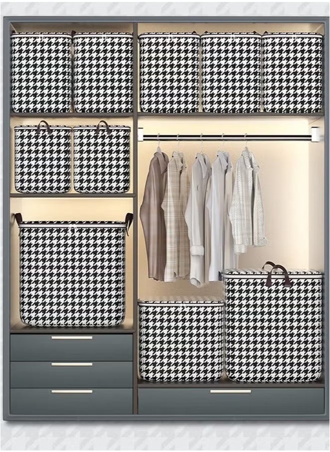 Storage Bag,Houndstooth Storage Bag,Large Capacity Storage Bag,Waterproof Clothing Storage Bin,Storage Bag with Double zip and  reinforced,Portable Storage Bag, Non-woven Fabric Storage Bag,Durable Storage Bag,Clothes Sorting Storage Box,For Home Shelf Organizer