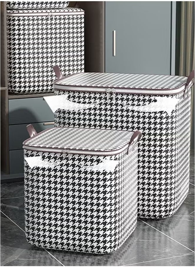 Storage Bag,Houndstooth Storage Bag,Large Capacity Storage Bag,Waterproof Clothing Storage Bin,Storage Bag with Double zip and  reinforced,Portable Storage Bag, Non-woven Fabric Storage Bag,Durable Storage Bag,Clothes Sorting Storage Box,For Home Shelf Organizer