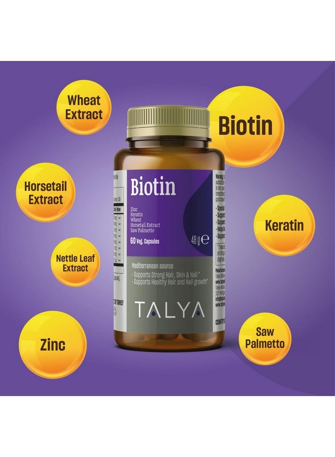 TALYA Biotin with Zinc & Keratin | 2500 mcg, Hair Growth Support Pills for Women & Men | Dietary Supplement for Hair, Skin & Nail | Vegan | Non-GMO | 60 Tablets - Image 2
