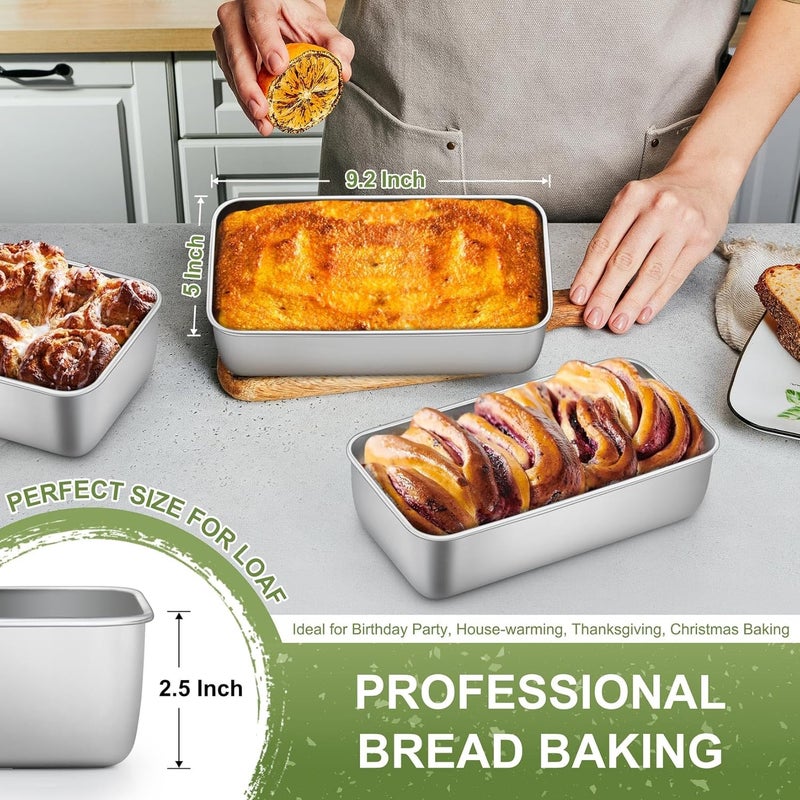 P&P CHEF Loaf Pan Set, 9-inch Bread Pans, Stainless Steel Loaf Toast Baking Pans For Bread Meatloaf Lasagna Cake, Healthy & Non Toxic, Oven & Dishwasher Safe,(Silver, 10Pcs) - Image 5