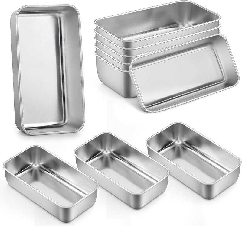 P&P CHEF Loaf Pan Set, 9-inch Bread Pans, Stainless Steel Loaf Toast Baking Pans For Bread Meatloaf Lasagna Cake, Healthy & Non Toxic, Oven & Dishwasher Safe,(Silver, 10Pcs) - Image 1