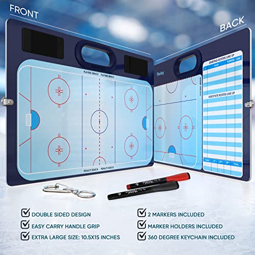 Scribbledo Hockey Dry Erase Board for Coaches 15x10.5 Inch Double Sided Whiteboard Coaching Board Equipment Includes 2 White Board Markers for The Hockey Accessories Making it The Perfect Coach Gifts - Image 2