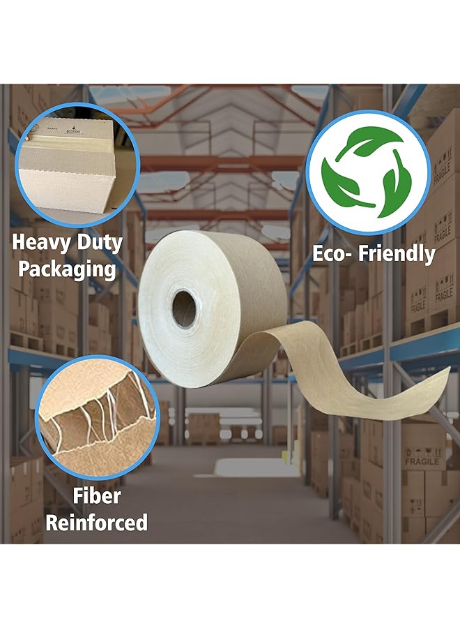 X spring Kraft Paper Gummed Tape 4 Pack Reinforced Fiberglass Water Activated Kraft Tape Heavy Duty Brown Packing Tape For Mailing Shipping Carton Sealing Boxes 4.8Cmx35M - Image 5
