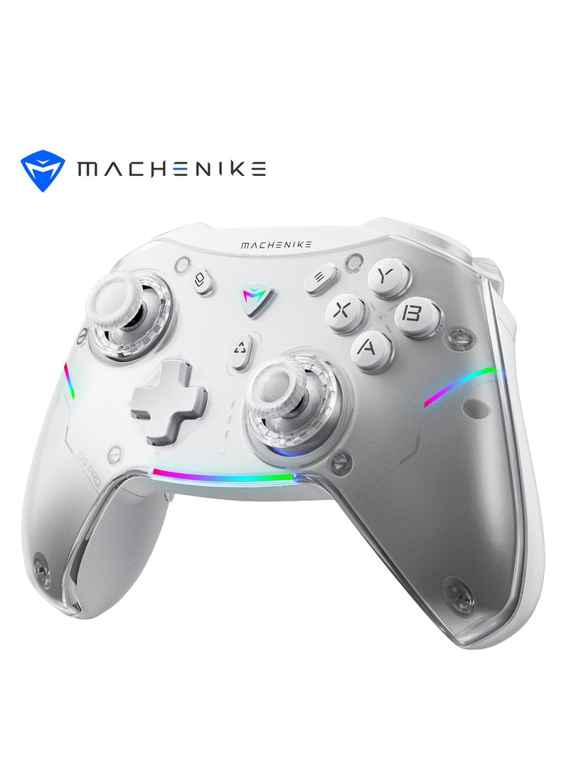 وحدة تحكم Machenike G5 Pro Switch، USB/Bluetooth 5.0/2.4G، مع أزرار قابلة للبرمجة، عصا تحكم، مشغل Hall، مفتاح Kaihua الصغير، لوحة ألعاب عن بعد للكمبيوتر الشخصي، NS، iOS، Android، TV Box (أبيض) - Image 1