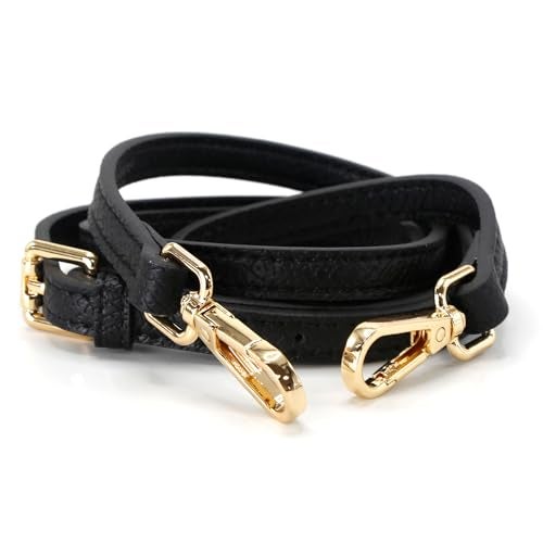 banbeln Mini Bags Leather Shoulder Strap Kit Fit For Adjustable Crossbody Small Bag (black&gold) - Image 3