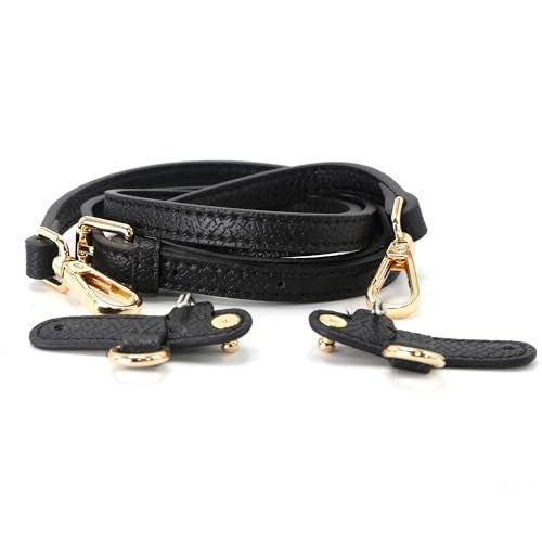banbeln Mini Bags Leather Shoulder Strap Kit Fit For Adjustable Crossbody Small Bag (black&gold) - Image 1