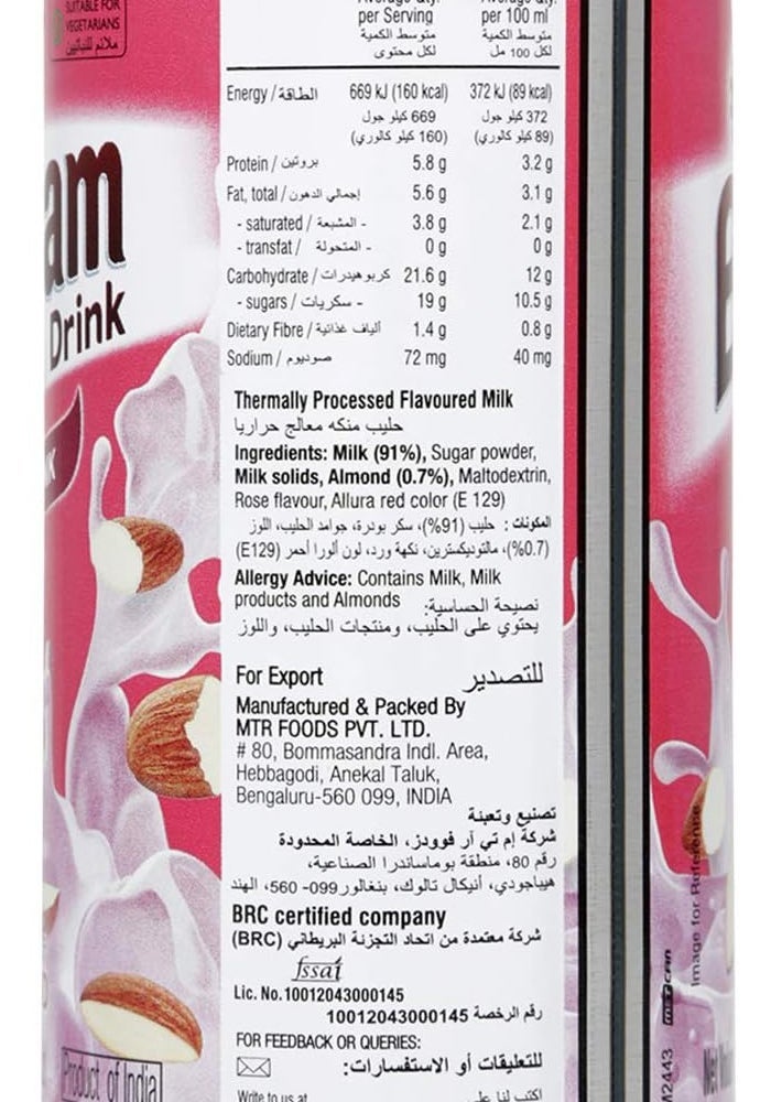 MTR Badam Rose Drink with Real Almonds - 180 ml - Image 3