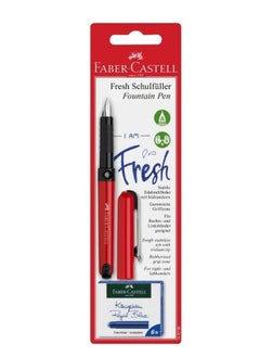 Red Body Fountain Pen With Blue Ink Cartridges