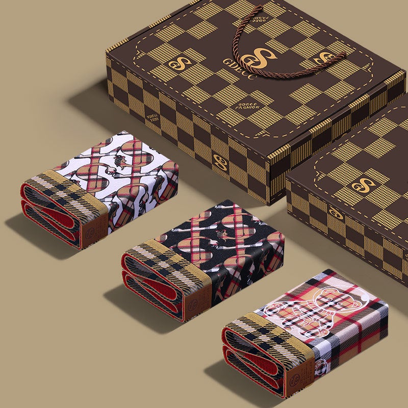 S620 Classic Retro Printed Cotton Underwear 3/4 Gift Box - Image 1
