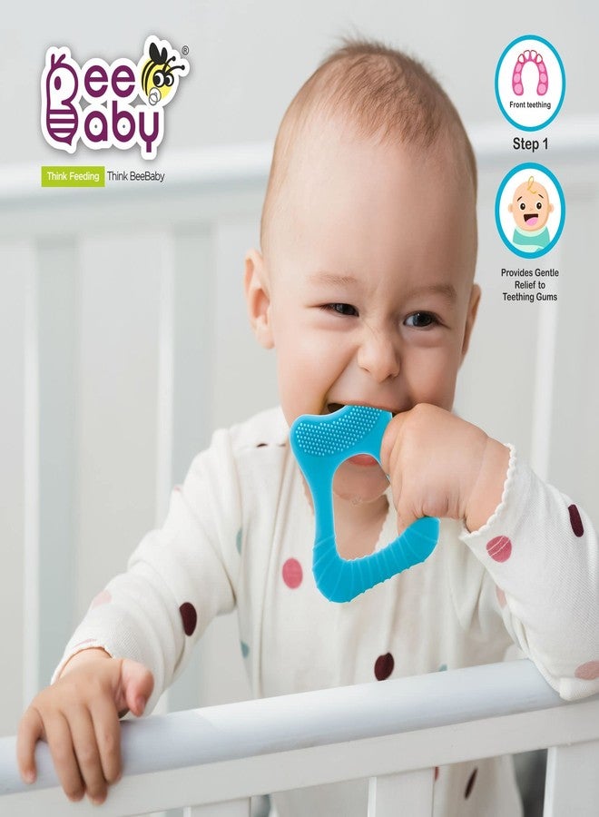 BeeBaby Tooth Shape Soft Silicone Teether for 6 to 12 Months with Carrying Case, BPA Free US FDA Approved Teether for Baby with Textures, Bristles for Soothing Gums. 100% Food Grade BIS Certified. - Image 3