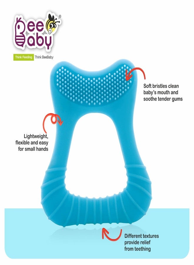BeeBaby Tooth Shape Soft Silicone Teether for 6 to 12 Months with Carrying Case, BPA Free US FDA Approved Teether for Baby with Textures, Bristles for Soothing Gums. 100% Food Grade BIS Certified. - Image 4
