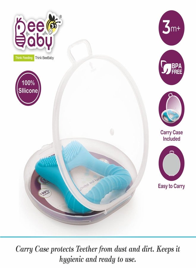 BeeBaby Tooth Shape Soft Silicone Teether for 6 to 12 Months with Carrying Case, BPA Free US FDA Approved Teether for Baby with Textures, Bristles for Soothing Gums. 100% Food Grade BIS Certified. - Image 2