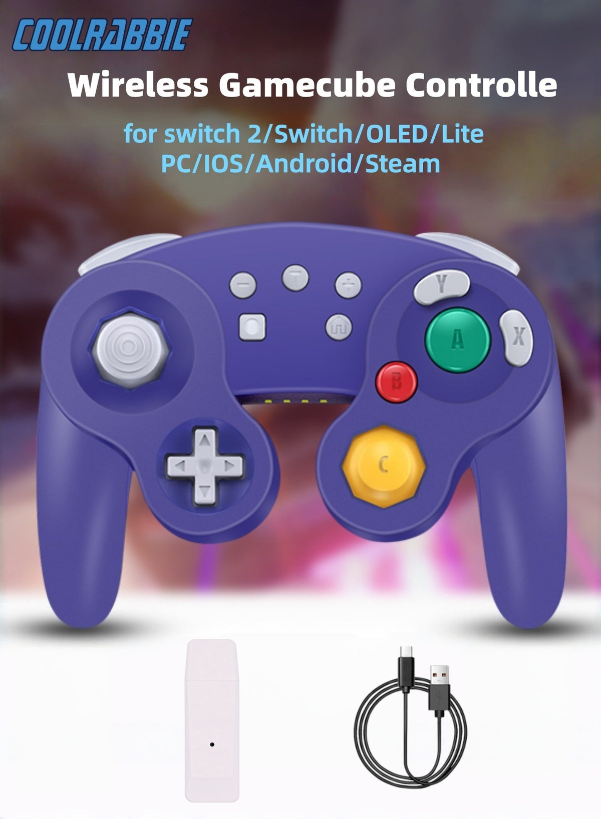 كول رابي Coolrabbie Gamecube Style Switch Pro Game Controller