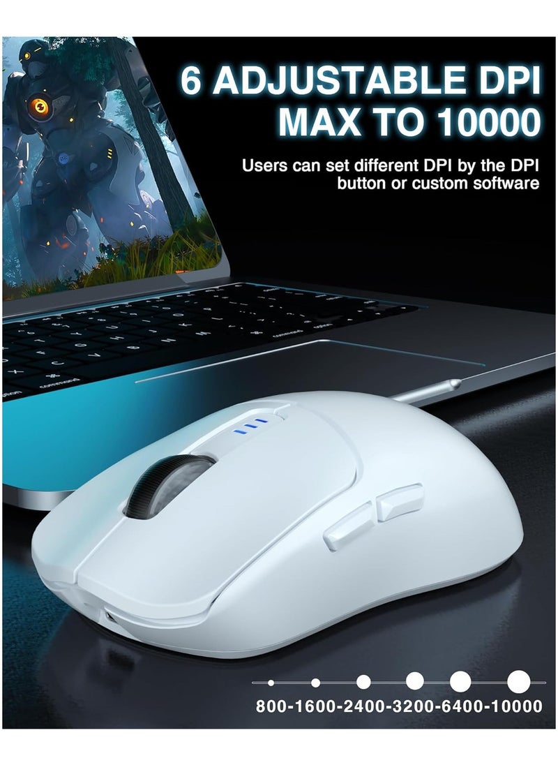 AULA - SC580X Superlight Wireless Gaming Mouse, Tri-Mode 2.4G/BT5.0/USB-C Gaming Mouse, 10000 DPI Rechargeable Wireless Mouse with 6 Programmable Buttons, Ergonomic Computer Mouse for Laptop/PC/Mac/Tablet - Image 1