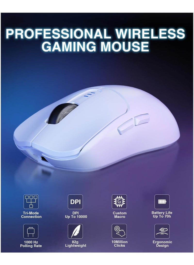 AULA - SC580X Superlight Wireless Gaming Mouse, Tri-Mode 2.4G/BT5.0/USB-C Gaming Mouse, 10000 DPI Rechargeable Wireless Mouse with 6 Programmable Buttons, Ergonomic Computer Mouse for Laptop/PC/Mac/Tablet - Image 1