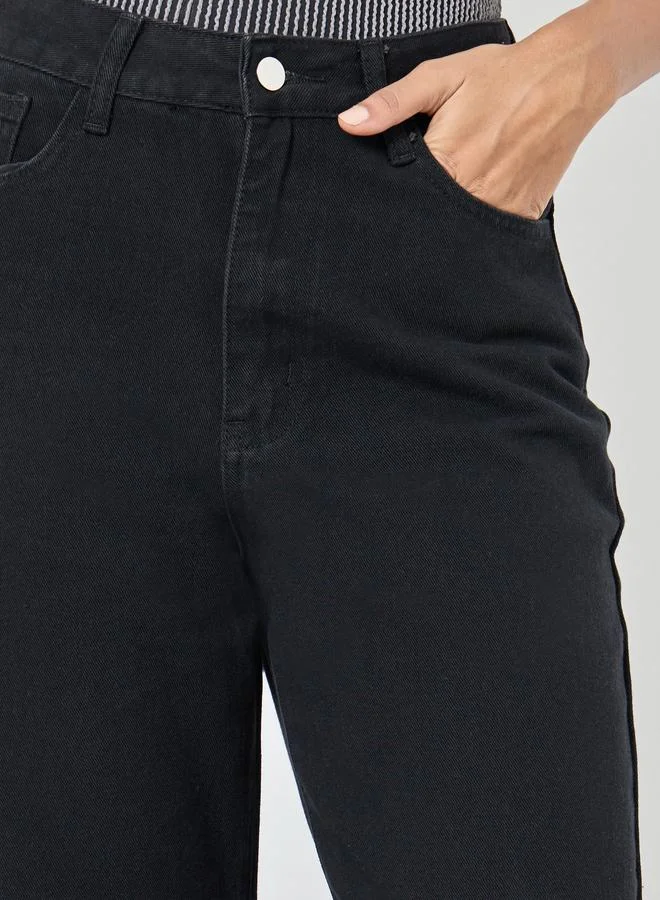 Take Two Take Two Solid Mid Rise Wide Leg Jeans