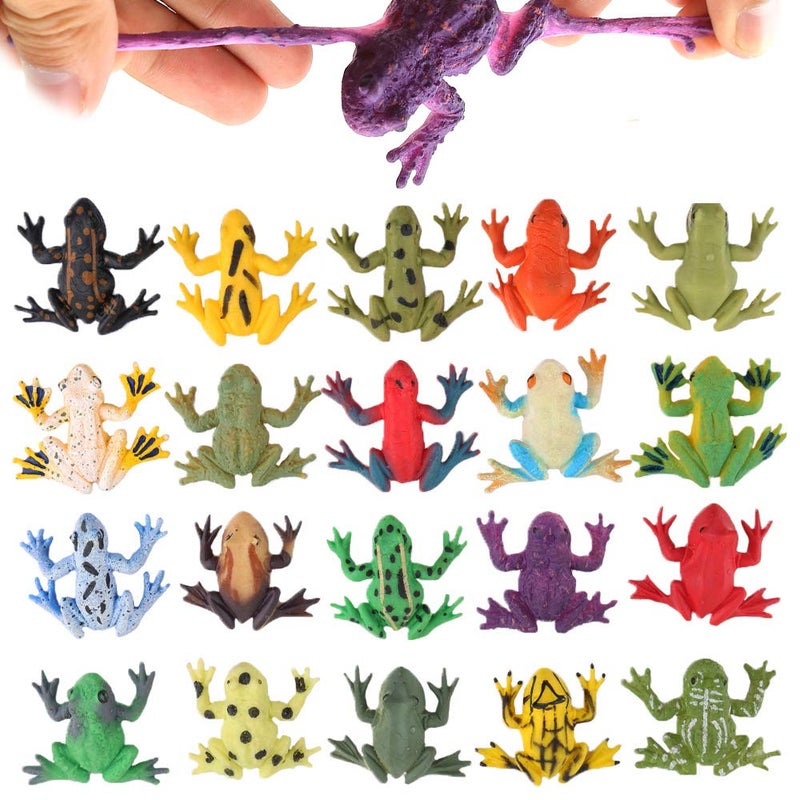 ValeforToy Mini Rubber Frog Sets Super Stretchy TPR Material with Gift Bag Realistic Frog Figure Toys for Boys - Image 2