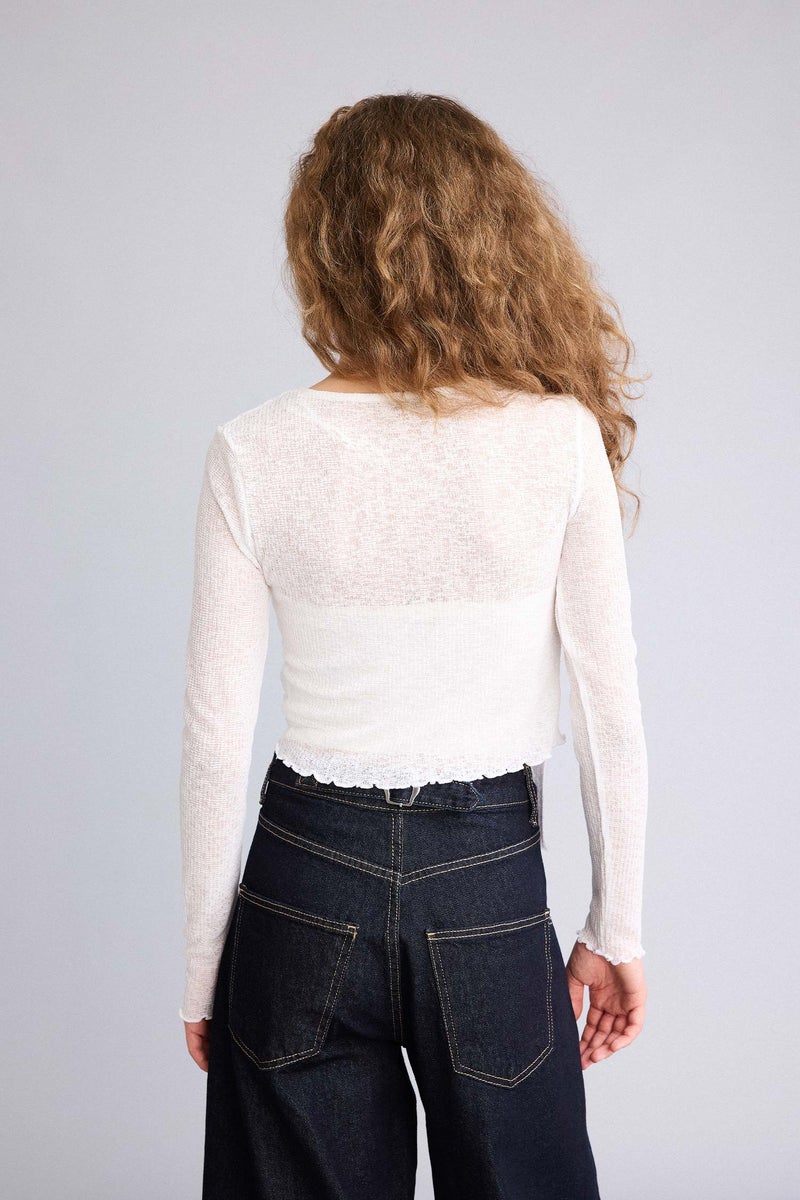 ديفاكتو بلوزة مخصر غير متماثل مفصل بالدانتيل - Image 5