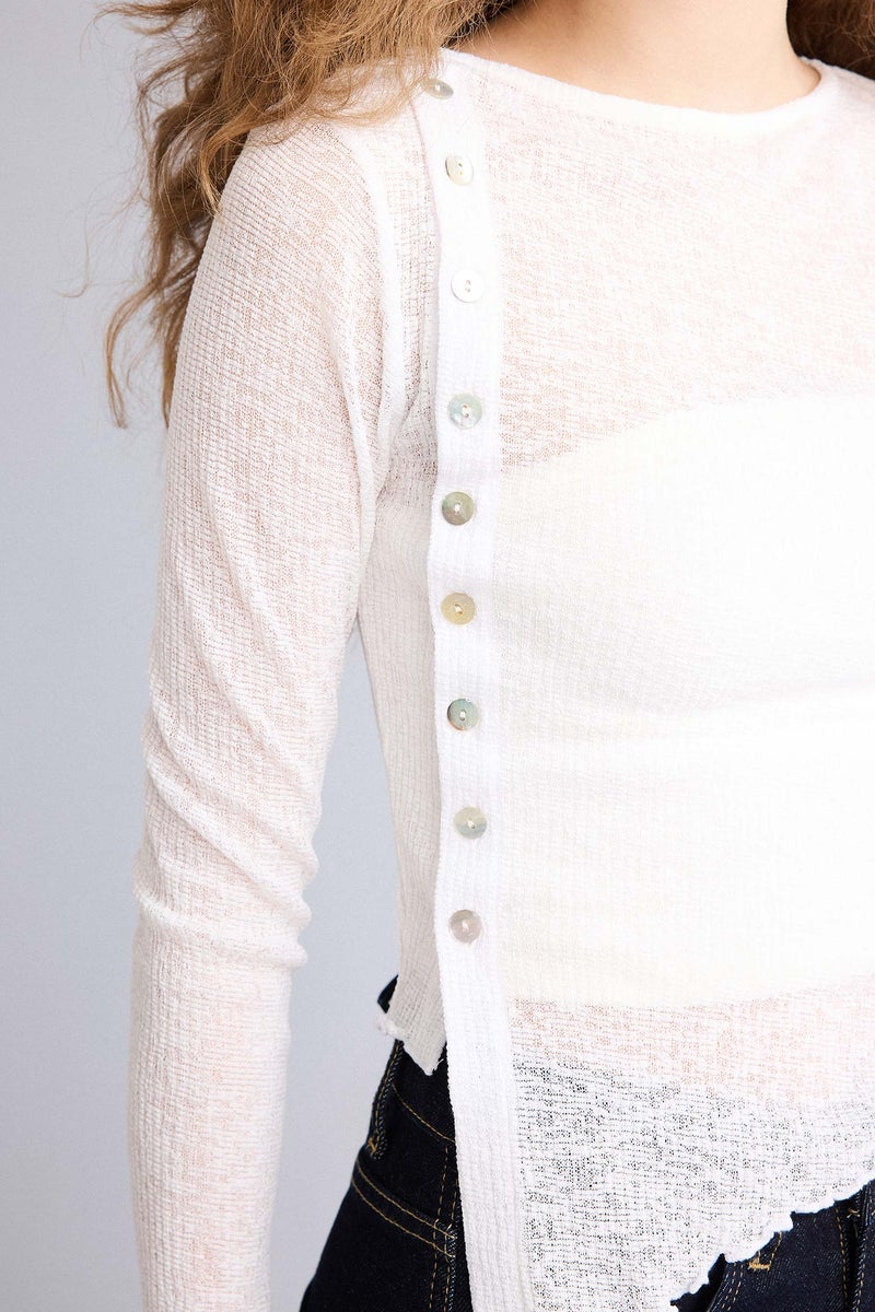 ديفاكتو بلوزة مخصر غير متماثل مفصل بالدانتيل - Image 4