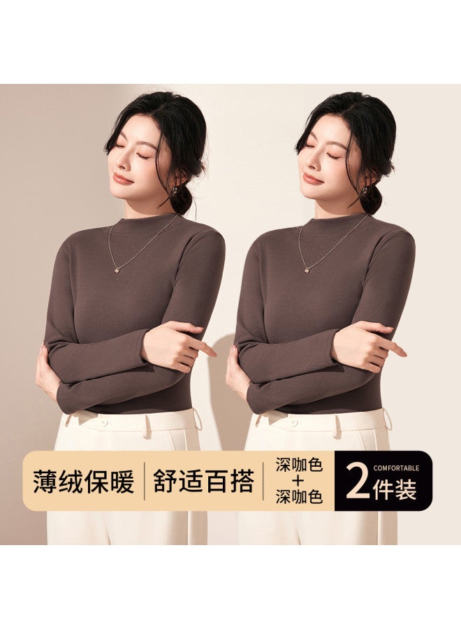 Your Sun Women'S Small Mandarin Collar Base Layer Shirt, High-End Style Can Be Worn Alone, Long Sleeve Warm Autumn Wear, Pullover Comfort - Image 2