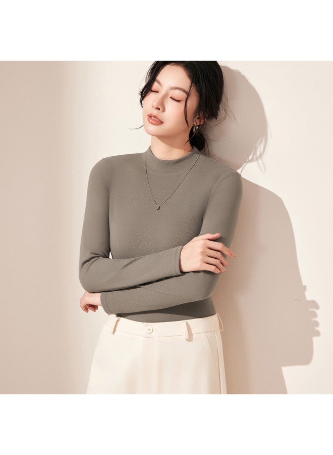 Your Sun Women'S Small Mandarin Collar Base Layer Shirt, High-End Style Can Be Worn Alone, Long Sleeve Warm Autumn Wear, Pullover Comfort - Image 4