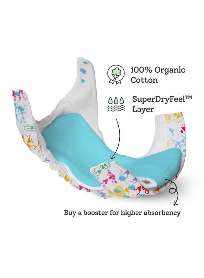 Superbottoms Uno Freesize Cloth Diaper ; Cloth Diaper For Babies 0 To 3 Years ; Washable & Reusable Cloth Diaper ; Comes With Cloth Diaper Inserts ; 1 Organic Cotton Soaker (White Warli <3) - Image 4