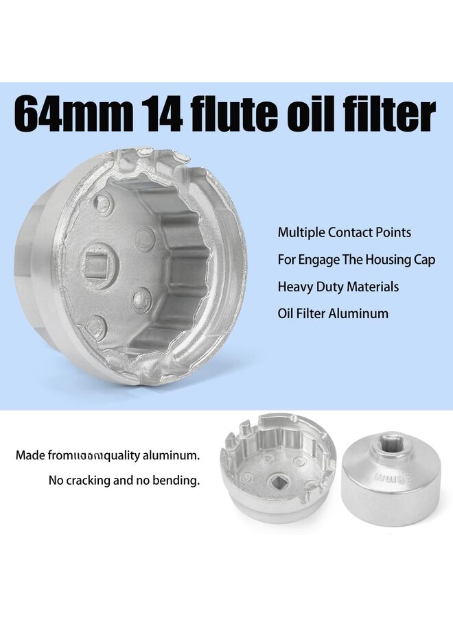 طقم مفاتيح غطاء فلتر الزيت (10 قطع) بمقابس مترية، بقياس من 24 إلى 65 مم، لمحركات 1.8 لتر، 2.5 لتر، 5.7 لتر. - Image 4