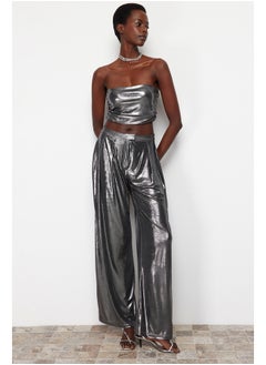 Anthracite Crop Metallic Look Bustier TPRSS24BS00012