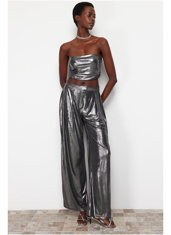 trendyol - Anthracite Crop Metallic Look Bustier TPRSS24BS00012 - Image 1
