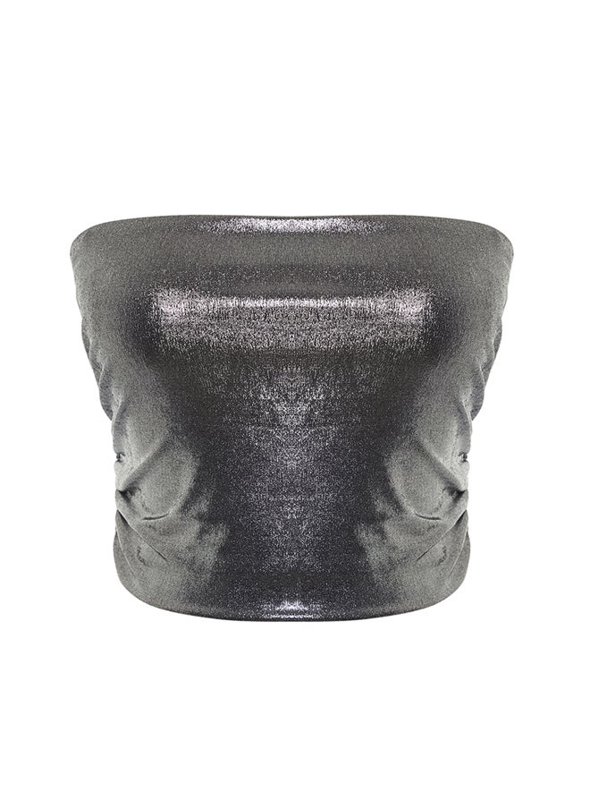 trendyol - Anthracite Crop Metallic Look Bustier TPRSS24BS00012 - Image 1