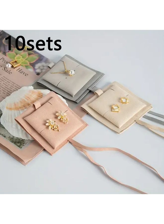Light Pink 10 Sets Ultra Fiber Jewelry Display Packaging For Rings Necklaces Pendants - Image 2