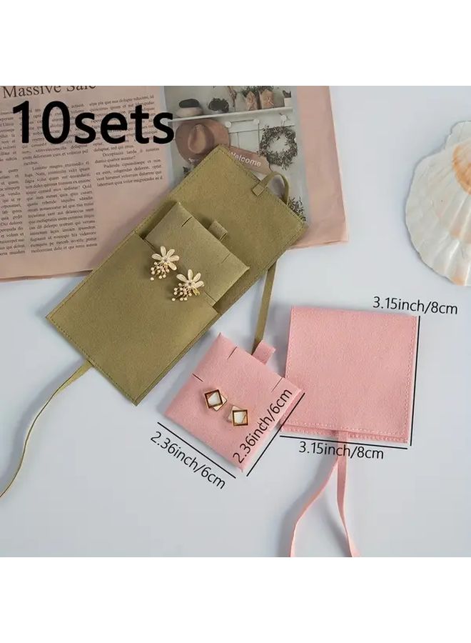 Light Pink 10 Sets Ultra Fiber Jewelry Display Packaging For Rings Necklaces Pendants - Image 5
