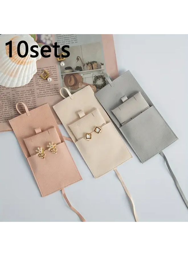 Light Pink 10 Sets Ultra Fiber Jewelry Display Packaging For Rings Necklaces Pendants - Image 3