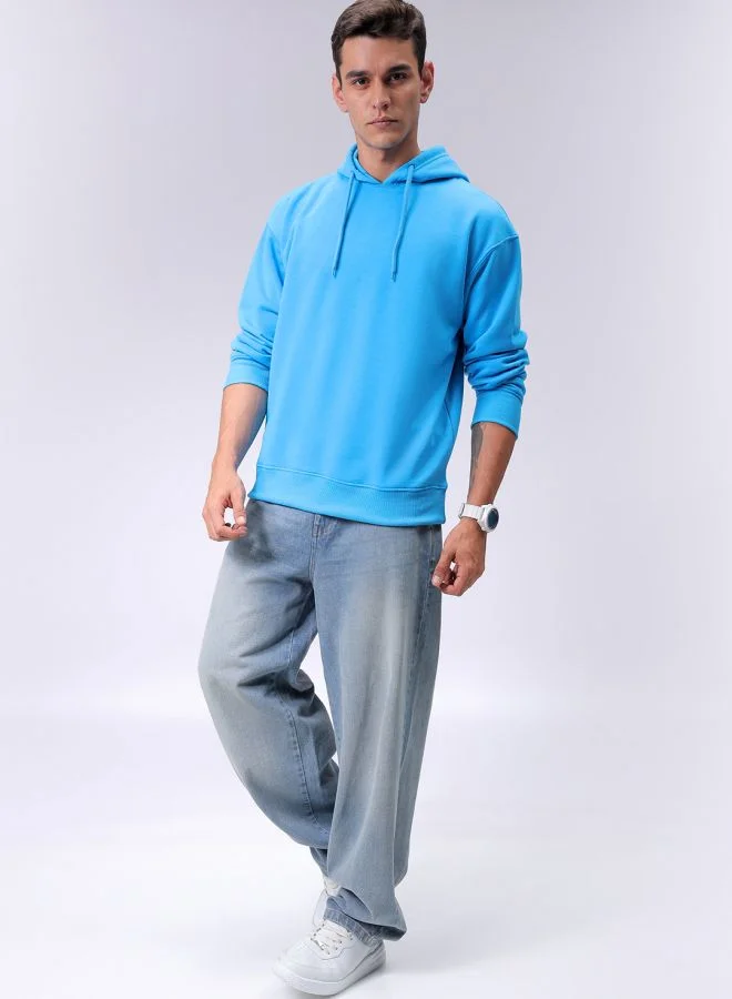 The Indian Garage Co Men Oversized Solid Overhead Hooded Sweatshirt