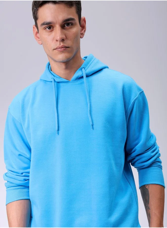 شركة المرآب الهندية Men Oversized Solid Overhead Hooded Sweatshirt