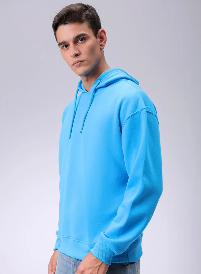The Indian Garage Co Men Oversized Solid Overhead Hooded Sweatshirt