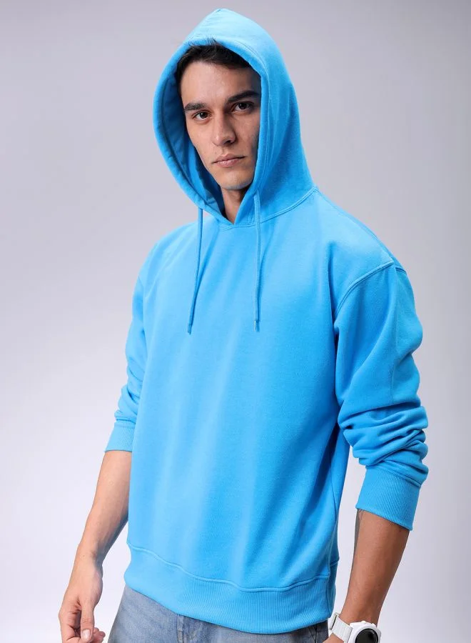 The Indian Garage Co Men Oversized Solid Overhead Hooded Sweatshirt
