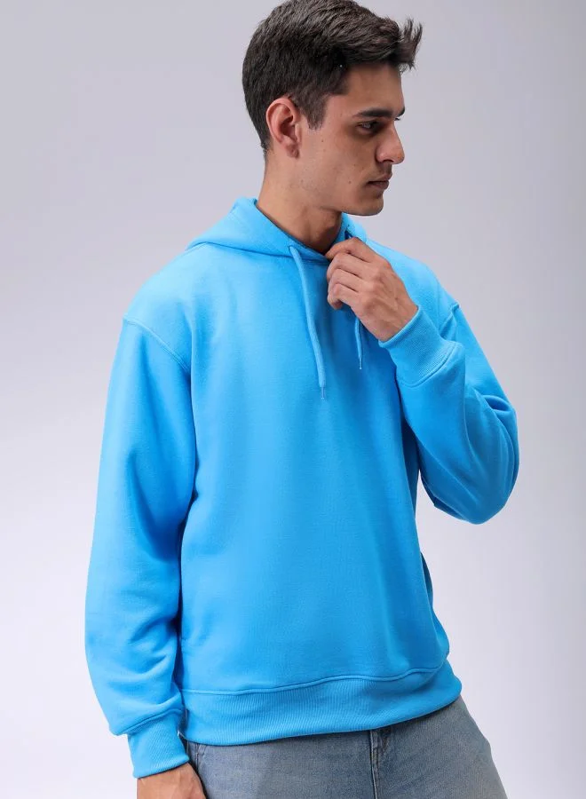 The Indian Garage Co Men Oversized Solid Overhead Hooded Sweatshirt