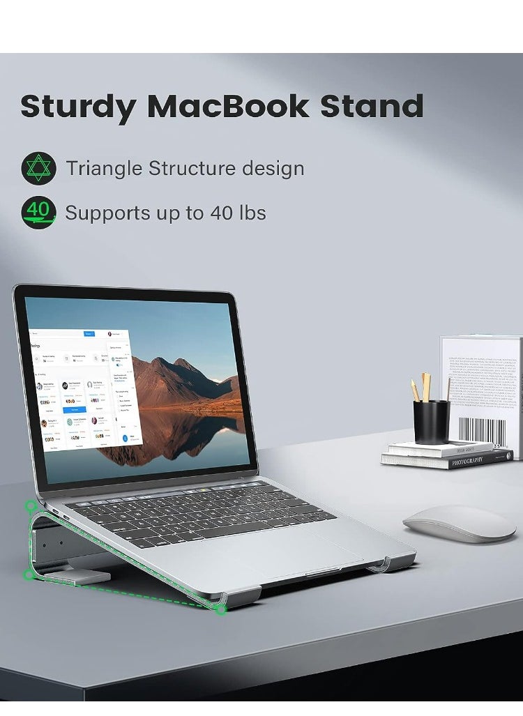 حامل كمبيوتر محمول للمكتب، حامل كمبيوتر مزود بتهوية وتبريد لجهاز Mac Book Pro Air، متوافق مع أجهزة Mac/DELL/HP/Notebook مقاس 10-16 بوصة، حامل معدني للعمل من المنزل