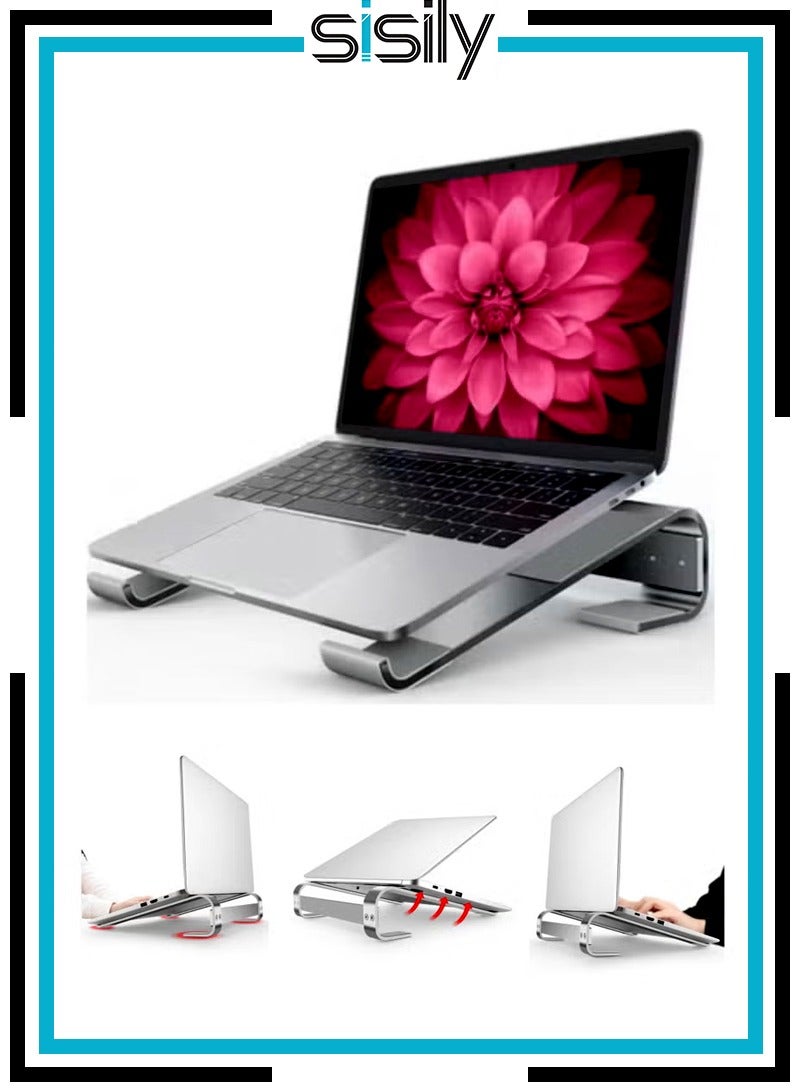 Sisily Laptop Stand for Desk, Computer Stand Ventilation Cooling for Mac Book Pro Air, Compatible with 10-16 inch Mac/DELL/HP/Notebook, Work from Home Metal Holder - Image 1