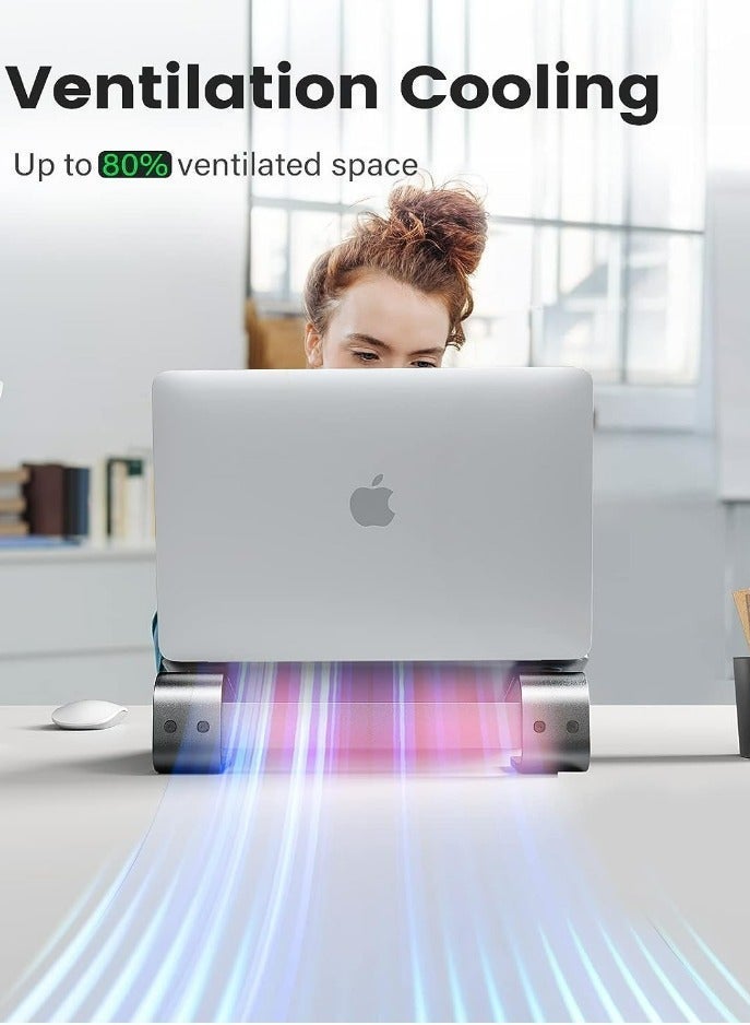 سيسلي حامل كمبيوتر محمول للمكتب، حامل كمبيوتر مزود بتهوية وتبريد لجهاز Mac Book Pro Air، متوافق مع أجهزة Mac/DELL/HP/Notebook مقاس 10-16 بوصة، حامل معدني للعمل من المنزل - Image 3
